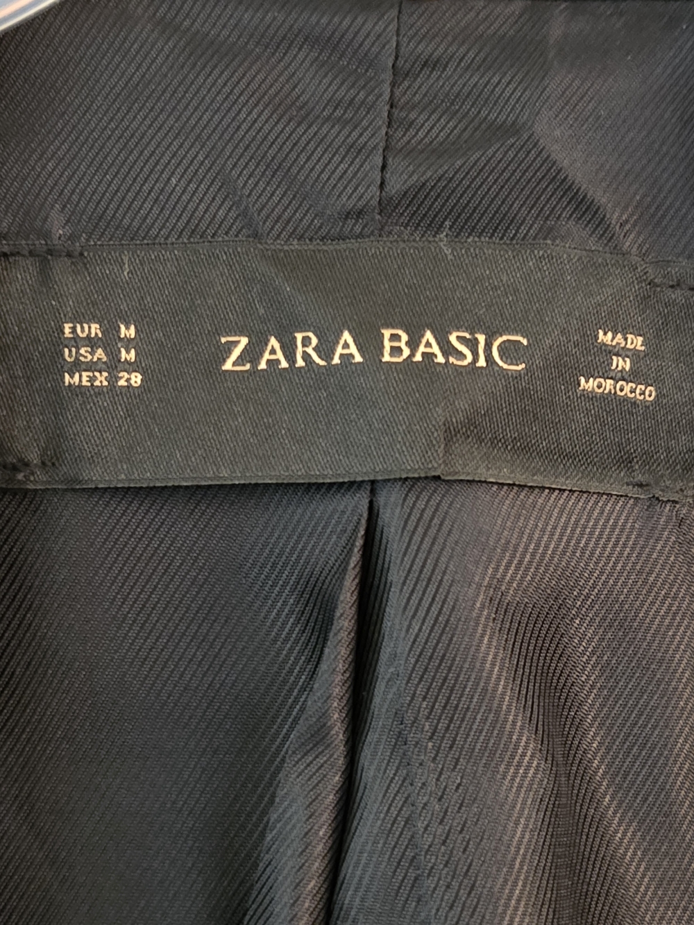 Zara Basic Black Open Front Blazer with Gold Zip Pocket Details - Size M - Picture 3 of 5